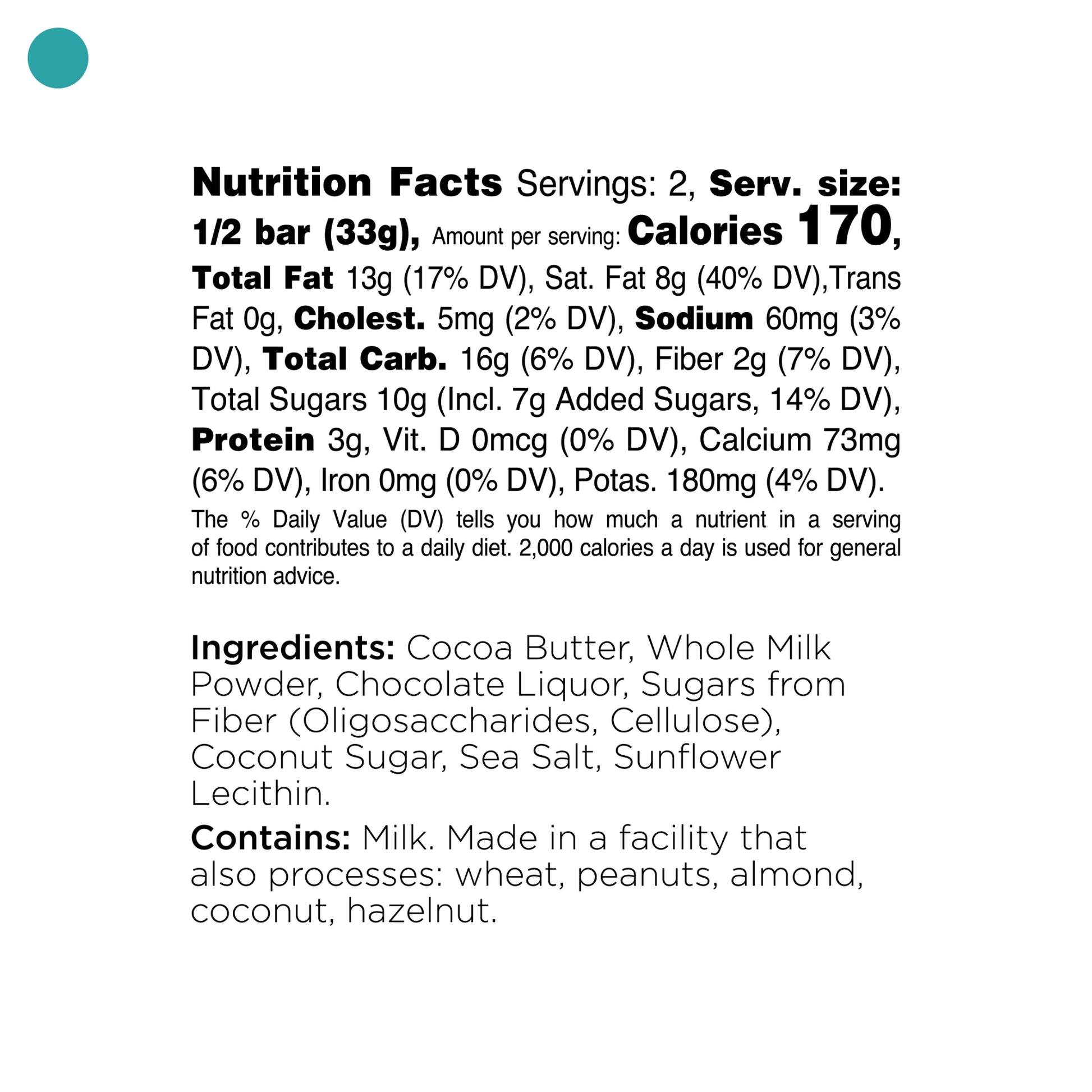 nutritional values sea salt milk chocolate